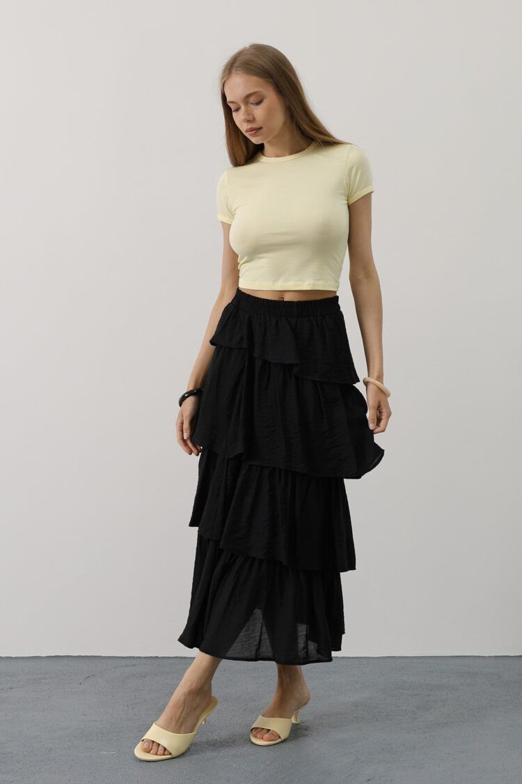 Pleated Cut Long Skirt