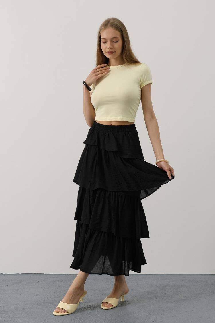 Pleated Cut Long Skirt
