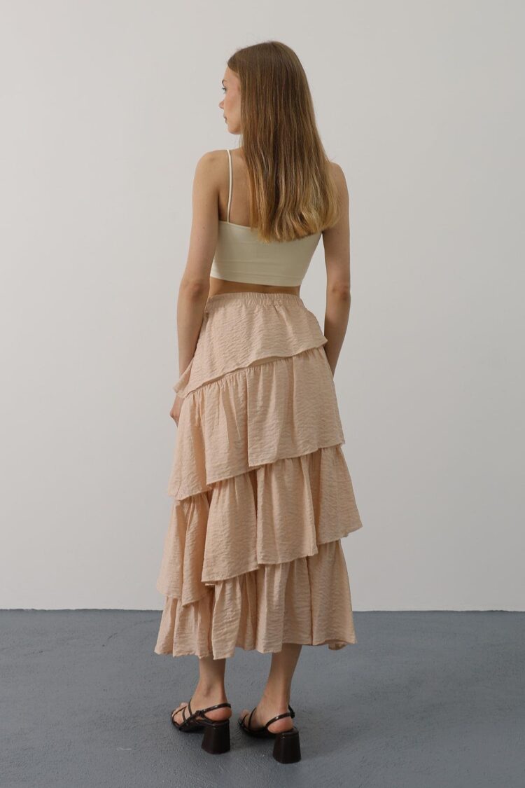 Pleated Cut Long Skirt