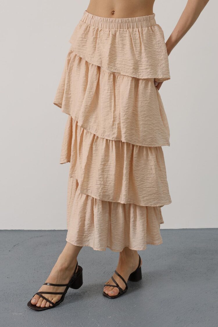 Pleated Cut Long Skirt
