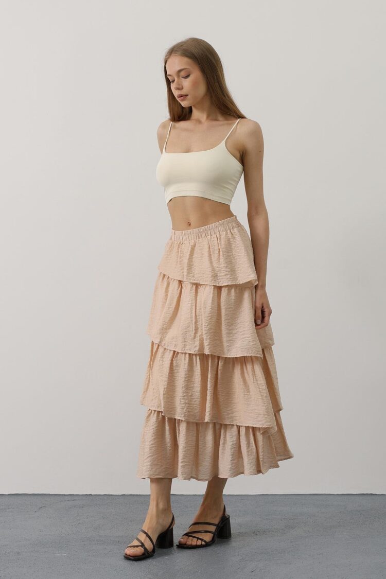 Pleated Cut Long Skirt
