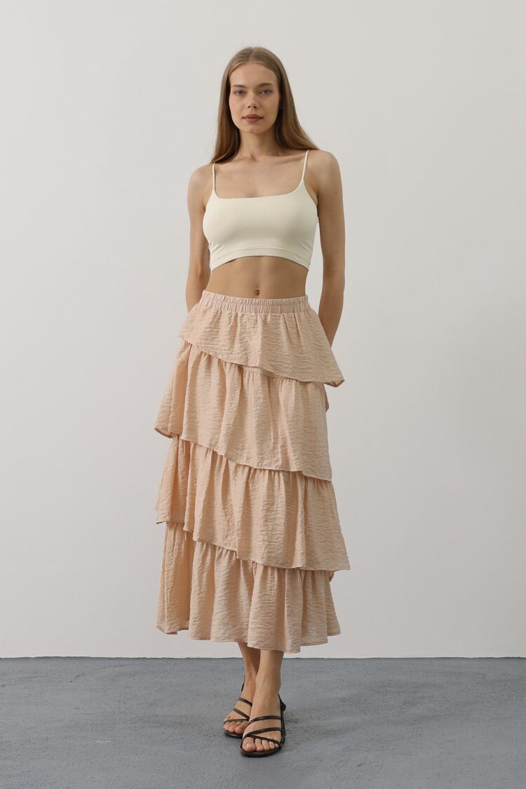 Pleated Cut Long Skirt