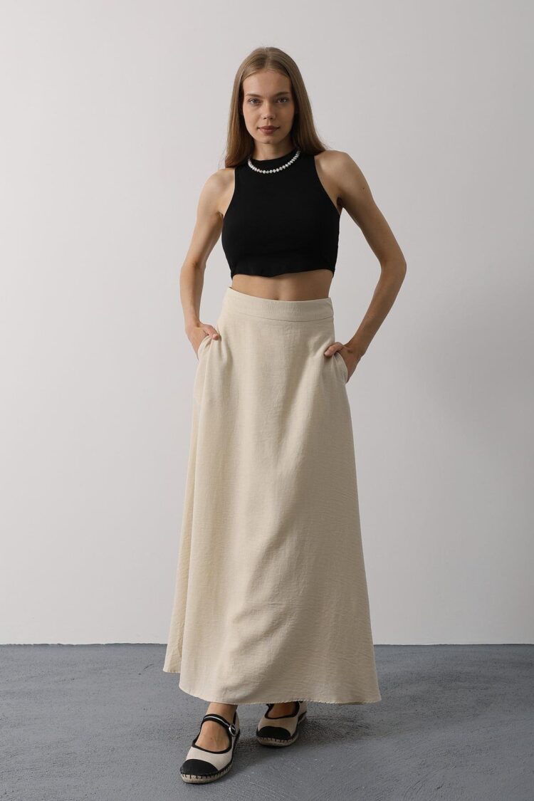 Linen Skirt - Brand: Reyon - Women's Clothing Wholesale - Globality Store