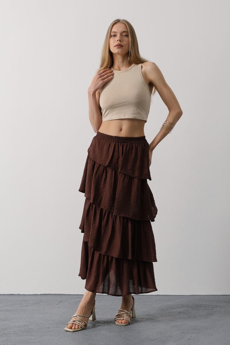 Pleated Cut Long Skirt