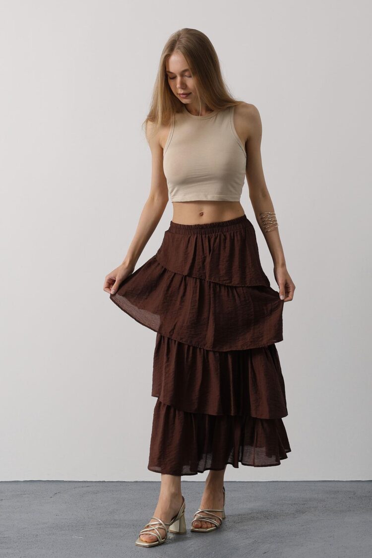 Pleated Cut Long Skirt