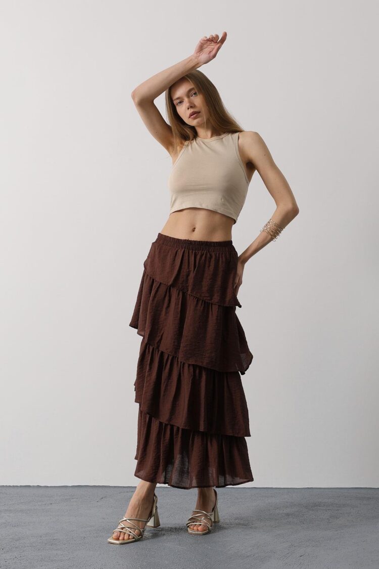 Pleated Cut Long Skirt - Brand: Reyon - Women's Clothing Wholesale - Globality Store