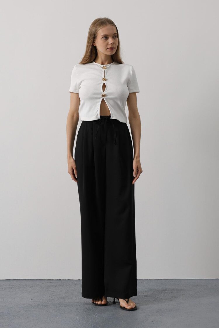 Pleated Lace Oversize Pants