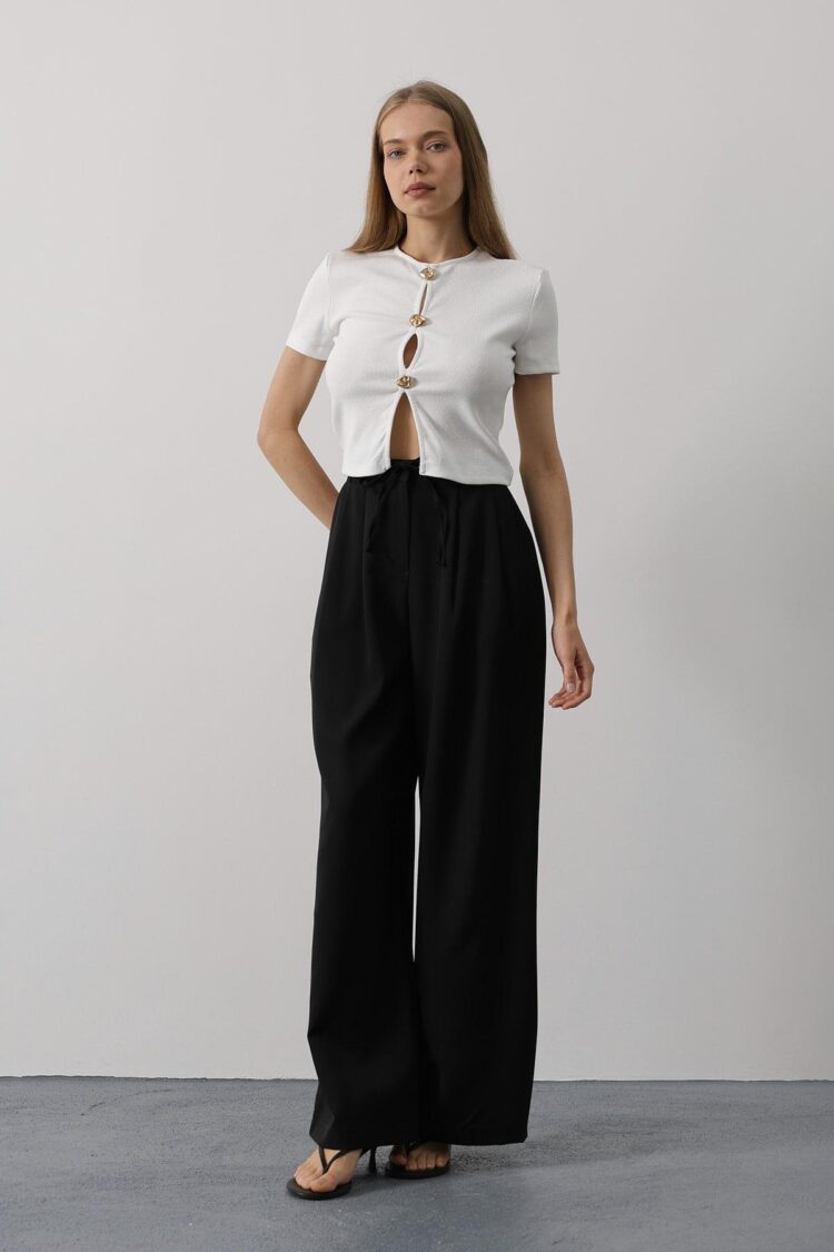 Pleated Lace Oversize Pants