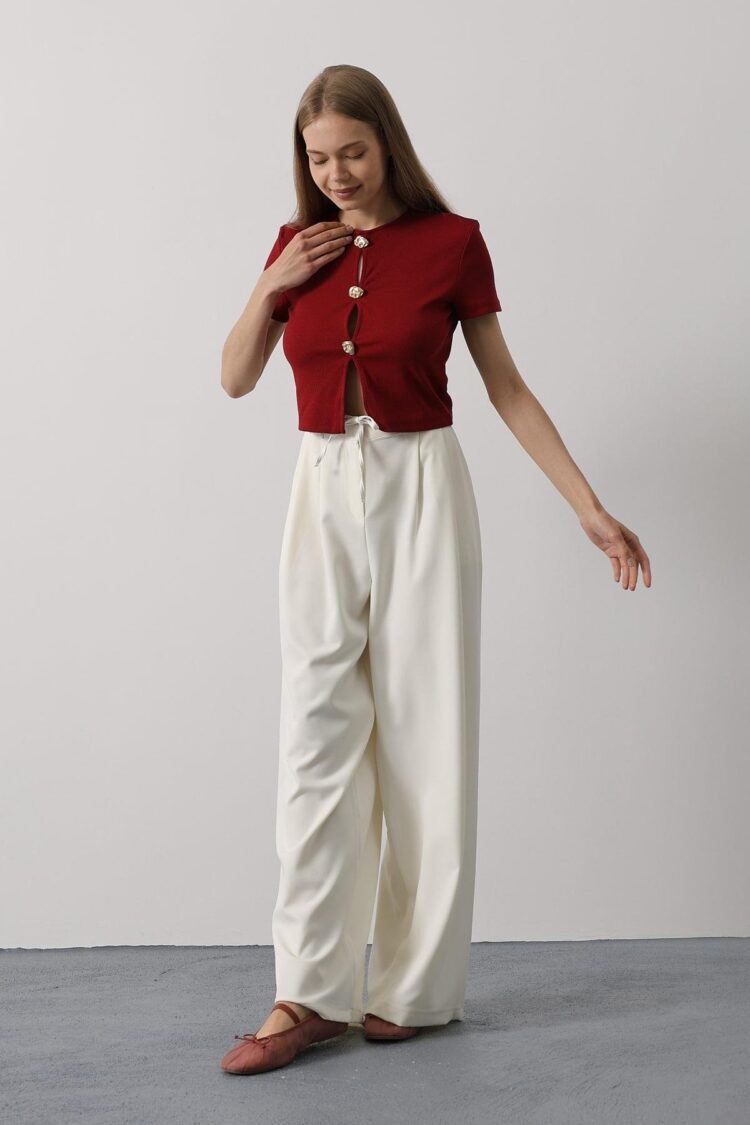 Pleated Lace Oversize Pants