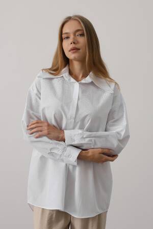 Stone Pointed Collar Shirt - Brand: Reyon - Women's Clothing Wholesale - Globality Store
