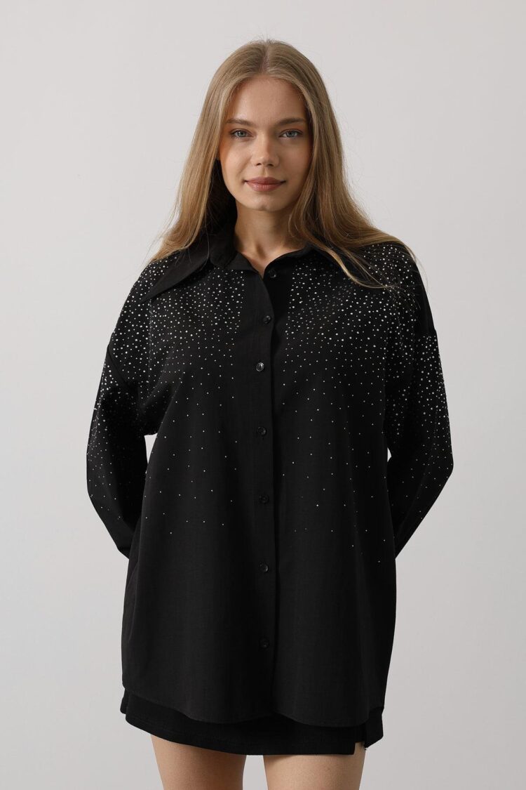 Stone Pointed Collar Shirt - Brand: Reyon - Women's Clothing Wholesale - Globality Store