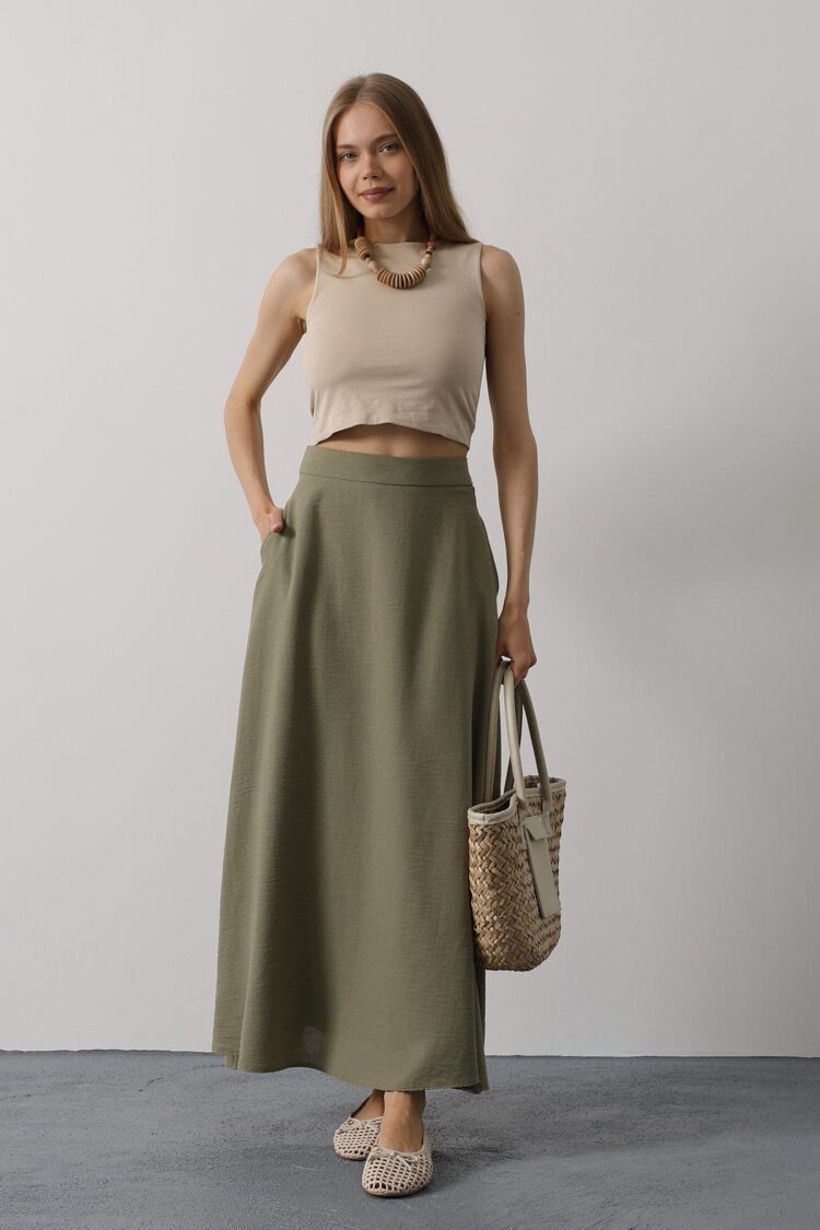Linen Skirt - Brand: Reyon - Women's Clothing Wholesale - Globality Store