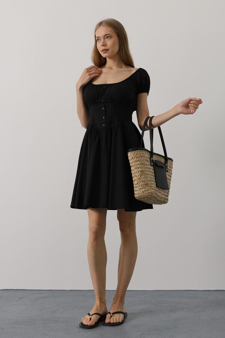 Mini Dress With Waist Corset - Brand: Reyon - Women's Clothing Wholesale - Globality Store