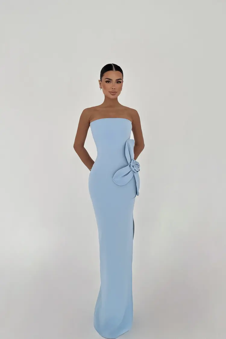 Blue Daysi Strapless Dress - Brand: EYYO ATELIER - Women's Clothing Wholesale - Globality Store