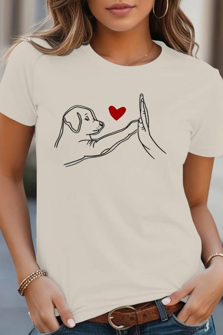 Women's Short Sleeve Crew Neck Dog Printed Viscose Blouse - Brand: Janes - Women's Clothing Wholesale - Globality Store