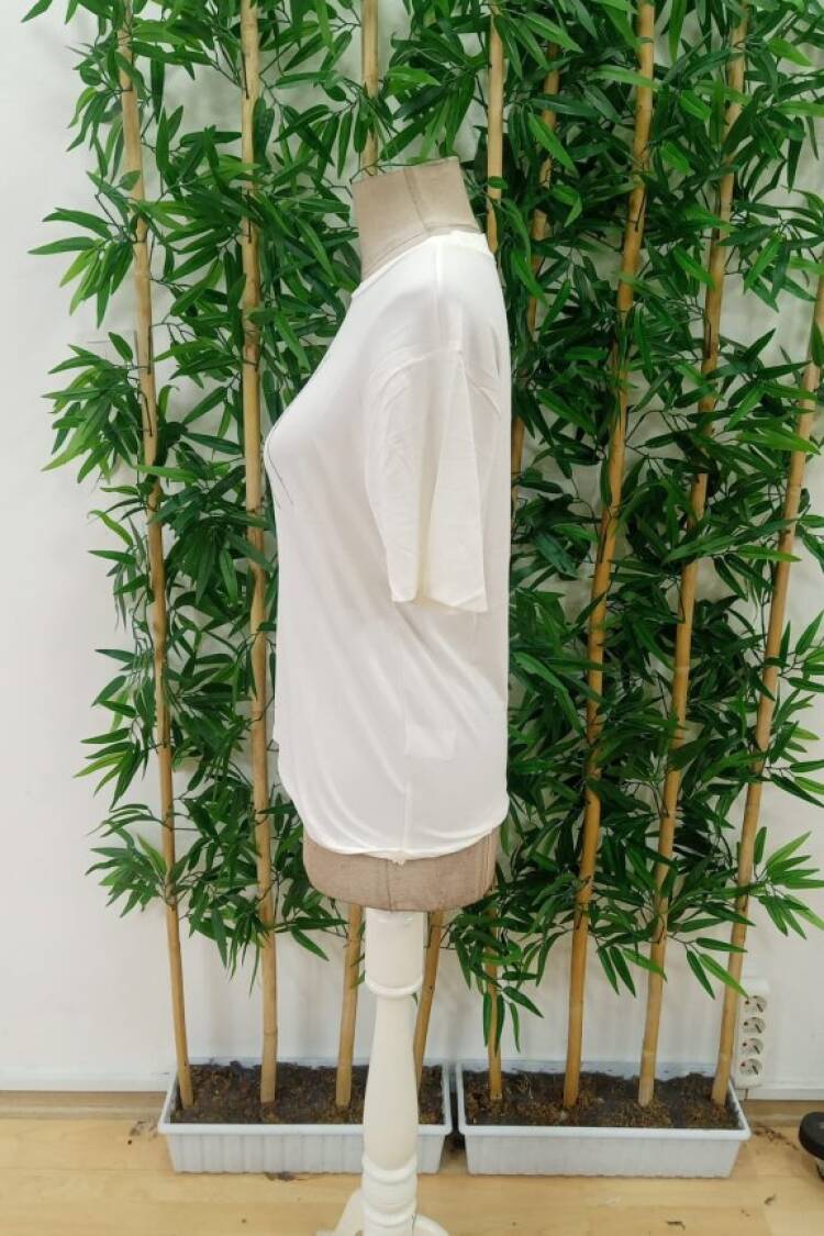 Women's Short Sleeve Crew Neck Dog Printed Viscose Blouse