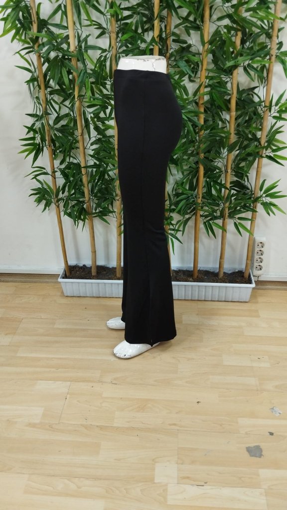Women's High Waist Side Slit Side Slit Plunge Pants - Black