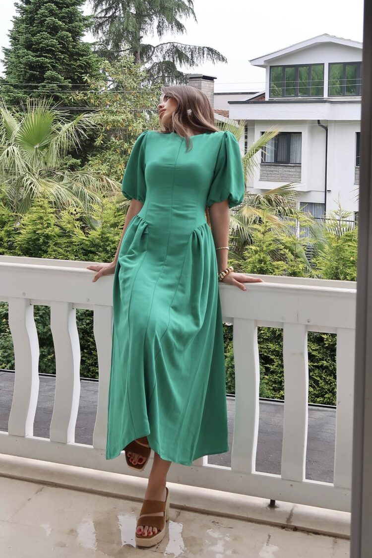 WholesaleBack Tie Ruffle Linen Dress