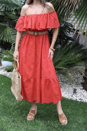 WholesaleShoulder Elastic Embroidery Dress - Brand: Elisa - Women's Clothing Wholesale - Globality Store