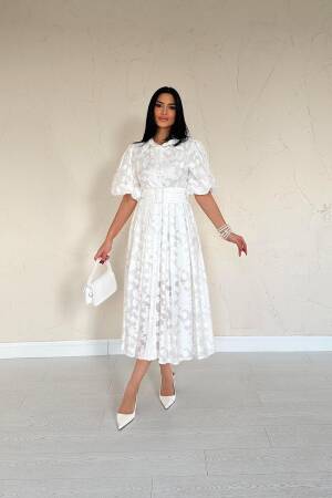 Belted Balloon Sleeve Dress - Brand: Elisa - Women's Clothing Wholesale - Globality Store