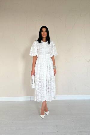 Belted Balloon Sleeve Dress - Brand: Elisa - Women's Clothing Wholesale - Globality Store