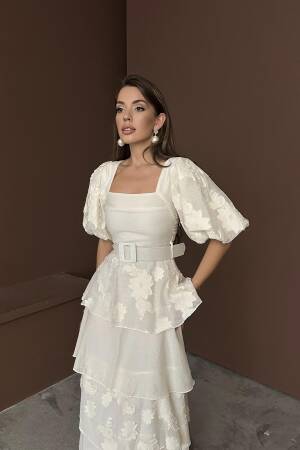 WholesaleBalloon Sleeve Floor Dress - Brand: Elisa - Women's Clothing Wholesale - Globality Store