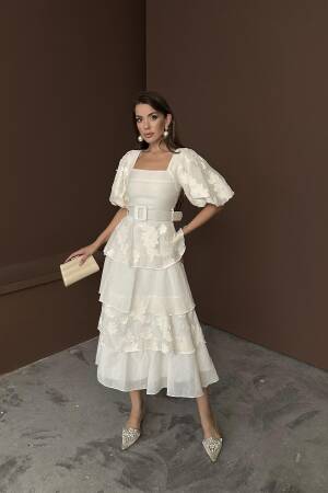 WholesaleBalloon Sleeve Floor Dress - Brand: Elisa - Women's Clothing Wholesale - Globality Store