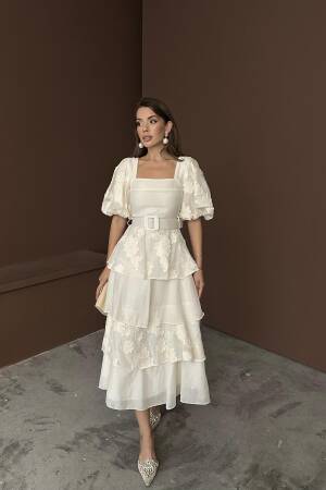 WholesaleBalloon Sleeve Floor Dress - Brand: Elisa - Women's Clothing Wholesale - Globality Store