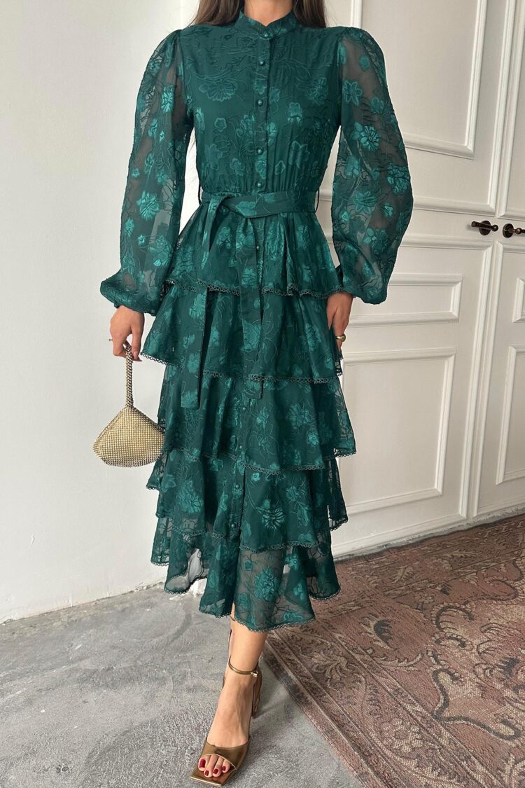 Walloon Striped Floor Dress
