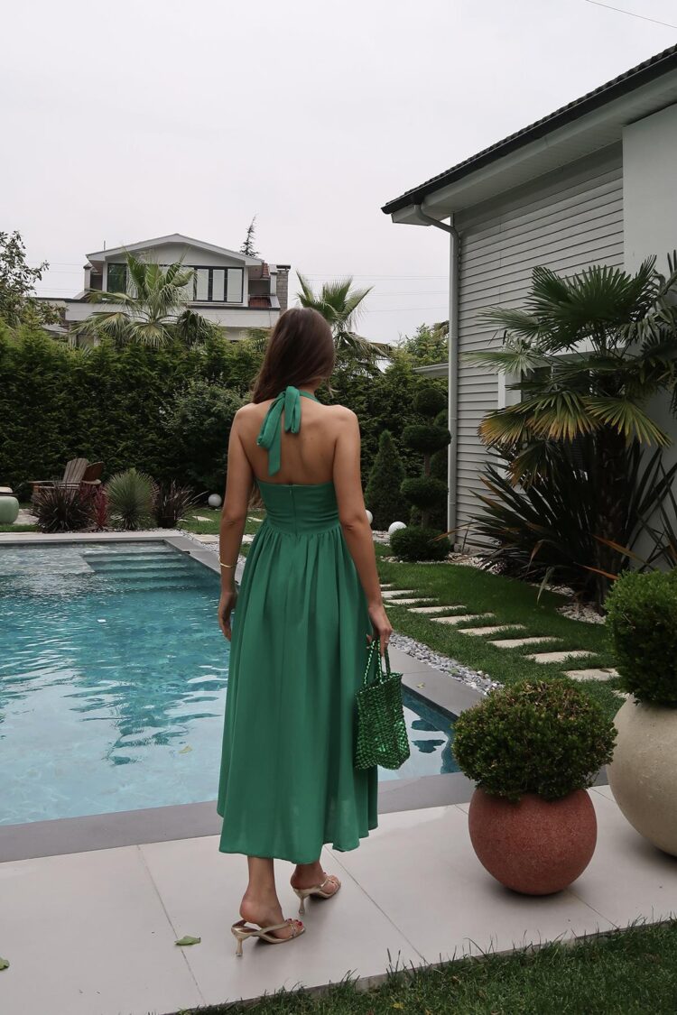 WholesaleTie Neck Linen Dress