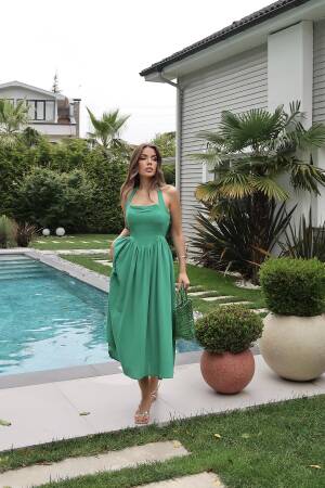 WholesaleTie Neck Linen Dress - Brand: Elisa - Women's Clothing Wholesale - Globality Store