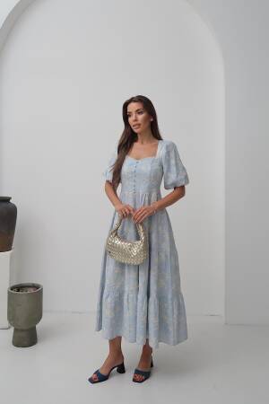 Wholesale BabyOrnament Buttoned Balloon Sleeve Dress - Brand: Elisa - Women's Clothing Wholesale - Globality Store