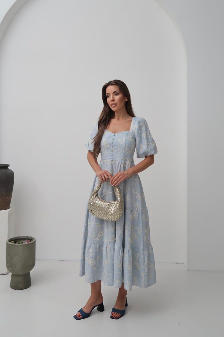 Wholesale BabyOrnament Buttoned Balloon Sleeve Dress