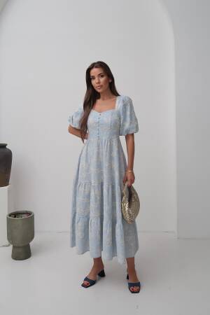 Wholesale BabyOrnament Buttoned Balloon Sleeve Dress - Brand: Elisa - Women's Clothing Wholesale - Globality Store