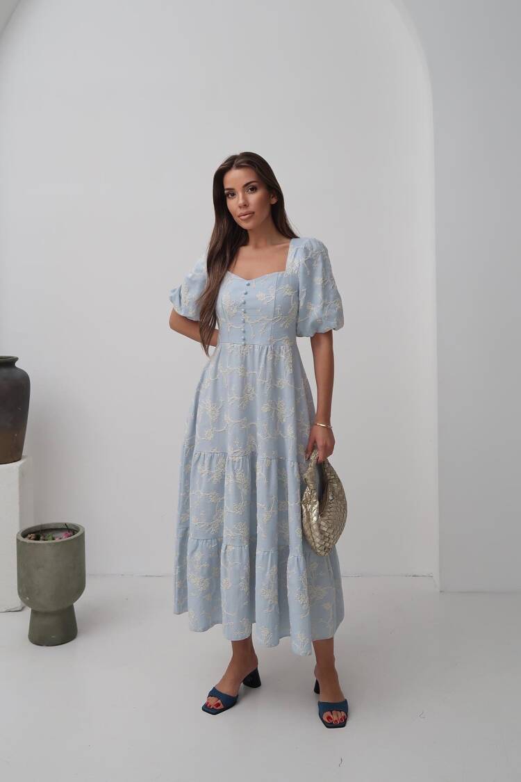 Wholesale BabyOrnament Buttoned Balloon Sleeve Dress