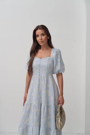 Wholesale BabyOrnament Buttoned Balloon Sleeve Dress - Brand: Elisa - Women's Clothing Wholesale - Globality Store