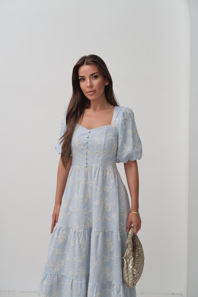 Wholesale BabyOrnament Buttoned Balloon Sleeve Dress