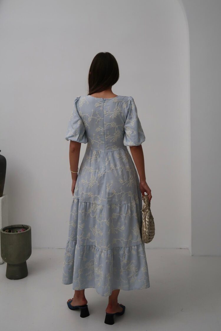 Wholesale BabyOrnament Buttoned Balloon Sleeve Dress