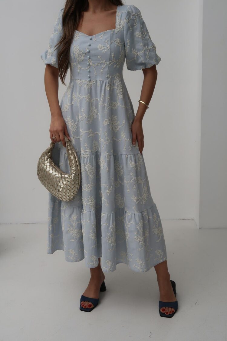 Wholesale BabyOrnament Buttoned Balloon Sleeve Dress