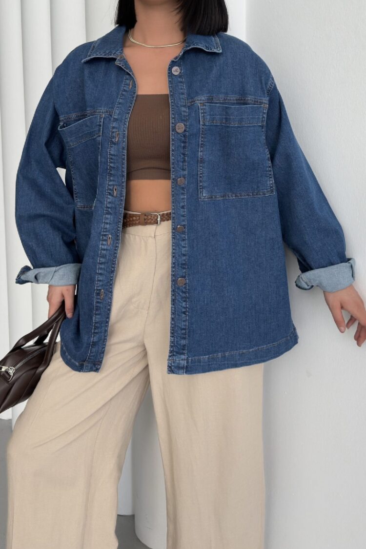 Denim Shirt With Pockets - Brand: XLove - Women's Clothing Wholesale - Globality Store