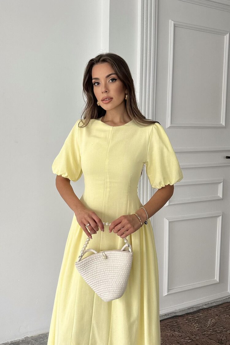 WholesaleBack Tie Ruffle Linen Dress