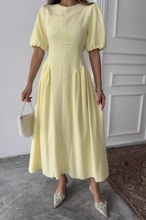 WholesaleBack Tie Ruffle Linen Dress - Brand: Elisa - Women's Clothing Wholesale - Globality Store