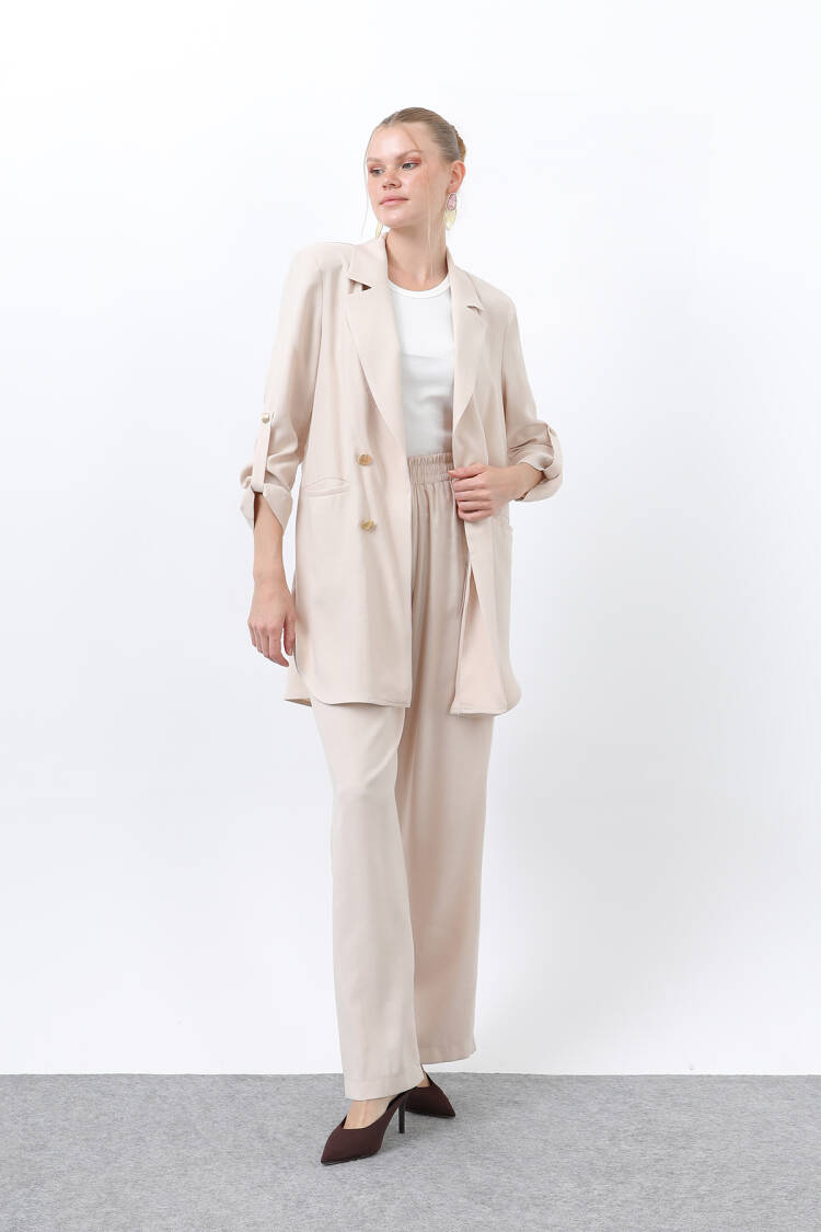 Women's Button Detailed Pants Blazer Jacket Suit - Brand: Puane - Women's Clothing Wholesale - Globality Store