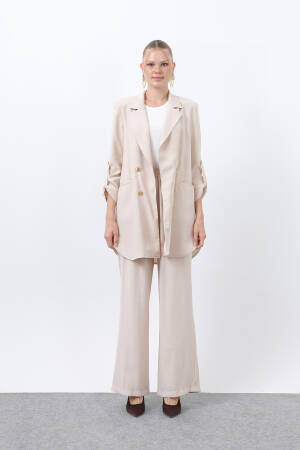 Women's Button Detailed Pants Blazer Jacket Suit - Brand: Puane - Women's Clothing Wholesale - Globality Store