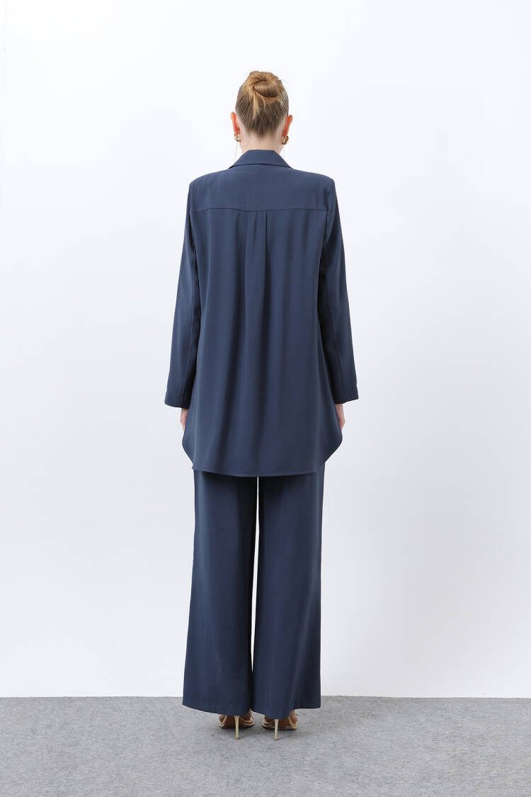 Women's Button Detailed Pants Blazer Jacket Suit