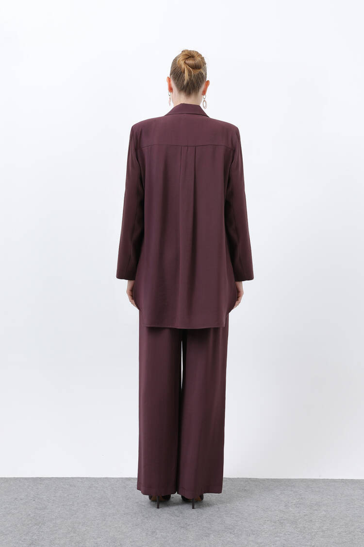 Women's Button Detailed Pants Blazer Jacket Suit