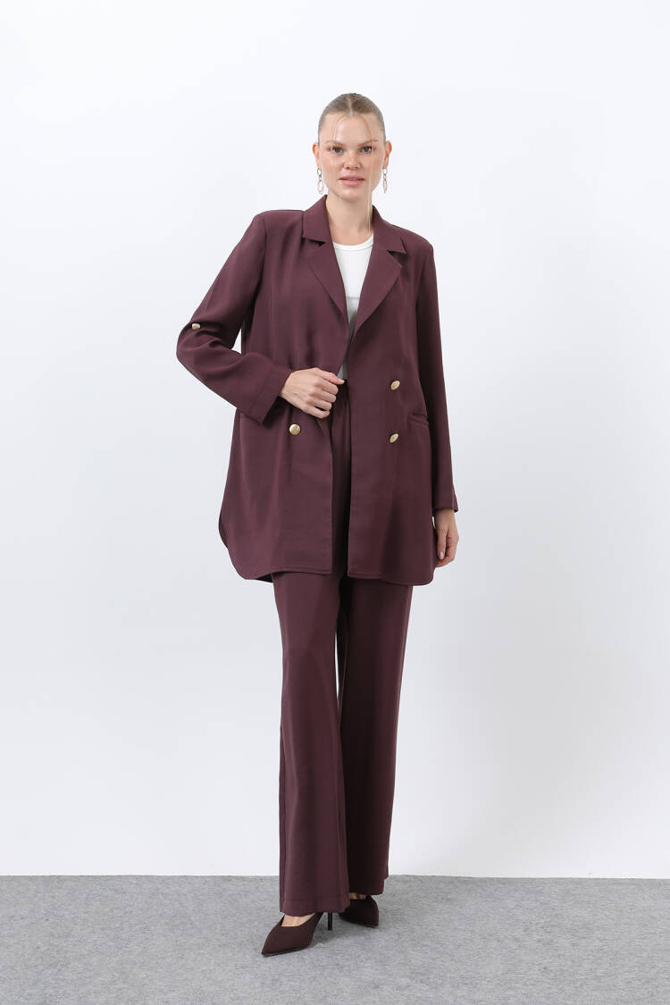 Women's Button Detailed Pants Blazer Jacket Suit - Brand: Puane - Women's Clothing Wholesale - Globality Store