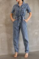Denim Jumpsuit With Elastic Waist - Brand: Fiori - Women's Clothing Wholesale - Globality Store