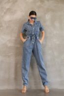 Denim Jumpsuit With Elastic Waist - Brand: Fiori - Women's Clothing Wholesale - Globality Store