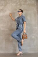 Denim Jumpsuit With Elastic Waist - Brand: Fiori - Women's Clothing Wholesale - Globality Store